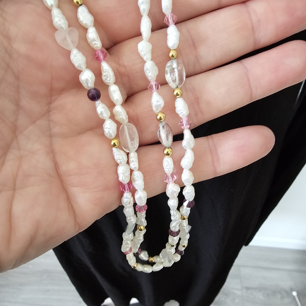 Pastel Mixed Gemstone & Freshwater Pearl Rope Necklace - 34" Endless Strand